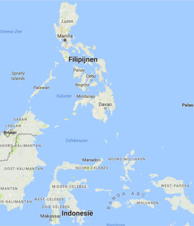 kaart Filipijnen boven Indonesie